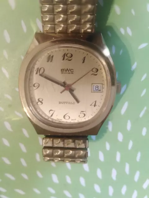 Seltene BWC Buffalo Herrenuhr Handaufzug limitiert vergoldet 60 er Jahre Vintage