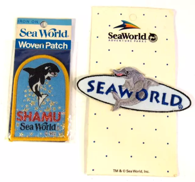 Vtg New SHAMU ORCA WHALE SEAWORLD THEME PARK and Dolphin Patch Lot 2 80's