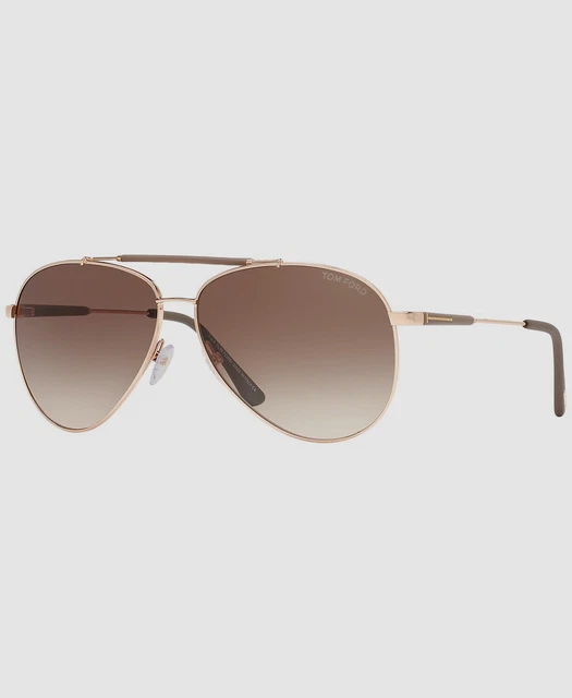 $650 Authentic Tom Ford Rick TF378 28J Men's Brown Aviator Sunglasses 62/13/140
