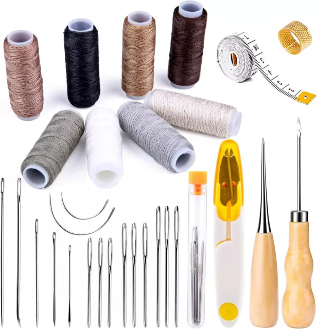 Kit de costura para reparación de tapicería, herramientas artesanales de  cuero