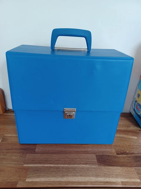 RETRO VINTAGE VINYL RECORD 12" LP Storage Carry Case - BLUE Free Uk Ship