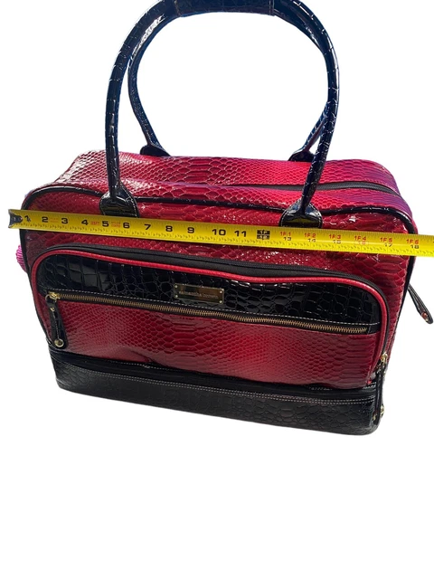 samantha brown croco embossed luggage EUC 13” Tall 2