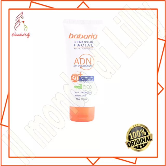 BABARIA-SOLAR ADN crema solar facial aloe vera SPF50  75 ml