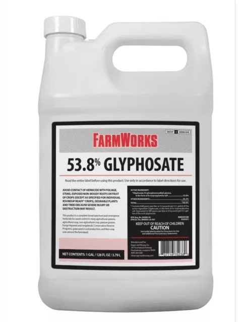 Farm Works Concentrate Weed & Grass Killer - 1 gal-53.8% Glyphosate-Free Ship!