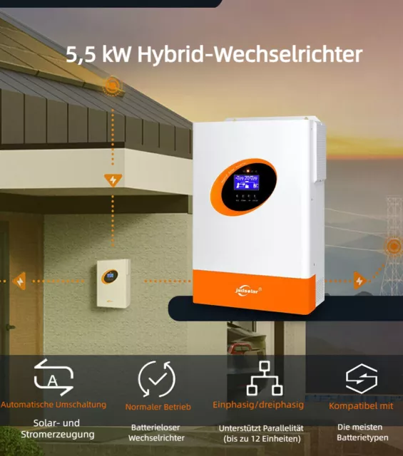 JSDSOLAR 5.5KW 48V Hybrid Wechselrichter Reine Sinus Off Grid MPPT WiFi 0% MwSt. 2