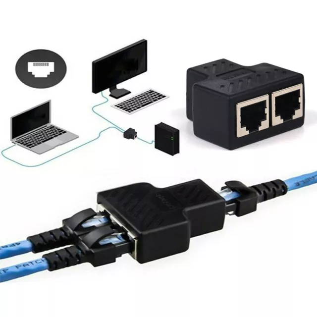 Cable Adaptador Lan Ethernet Conector Divisor RJ45 1-2 Salidas Dual Hembra Port