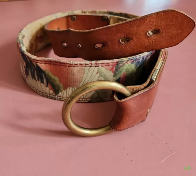 Lucky Brand BURUR344 Women's Size 30 Brown Leather & Cloth Belt W/ Round Buckle