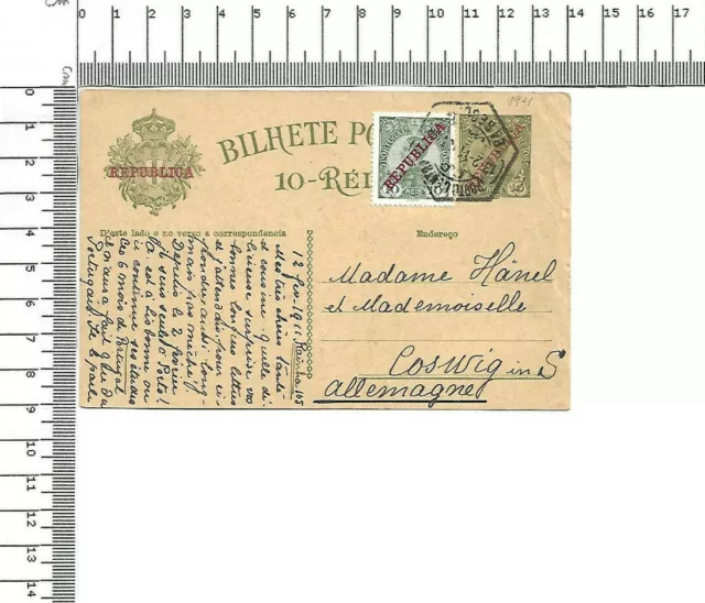 Bilhete Postal Republica 10 Reis Mi P 55 wie 51a sämisch dest allemagne; 60368