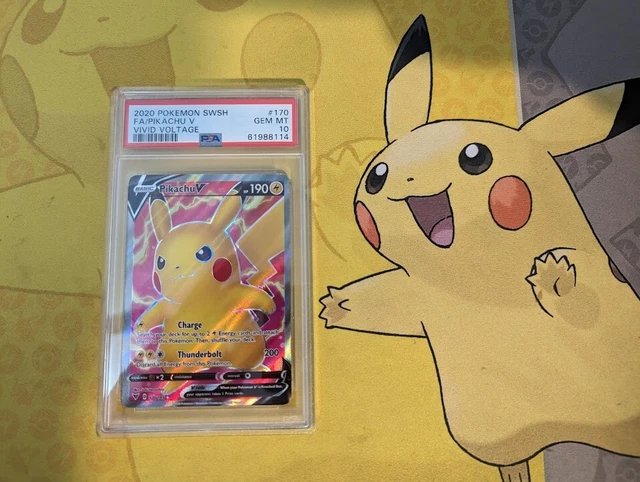 Pokémonkarte PSA 10 - Pikachu V 170/185 - Full Art lebendige Spannung - EDELSTEIN MT 10