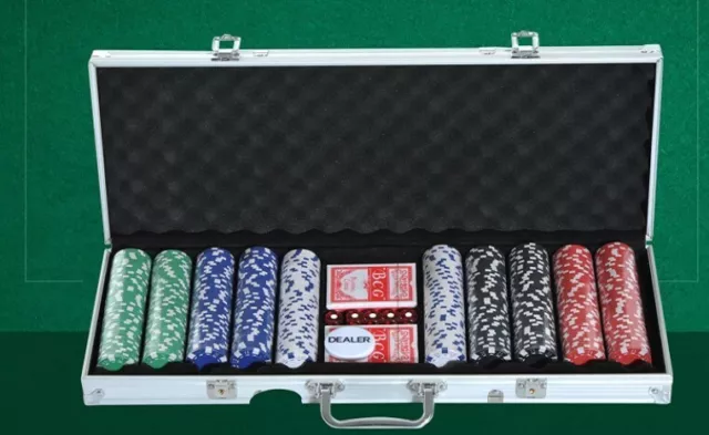 homcom Set Poker Professionale con 500 Fiches di Colori Diversi, Valigetta in Al