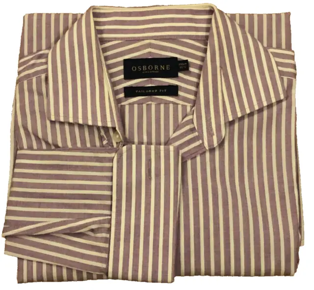 Osborne Men's Purple Stripe Formal Shirt Size 15.5 Tailored Fit