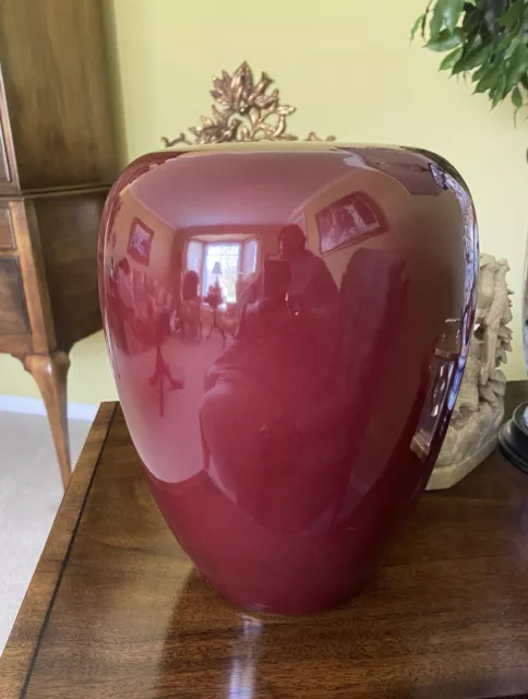 Royal Haeger 1990 Large Ceramic Dark Cherry Maroon 12"  Vase Modern MCM #4435