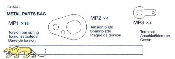 Tamiya 9415672 Metallteile Beutel (MP1 x16, MP2 x4, MP3 x1) für Tiger - 1:16