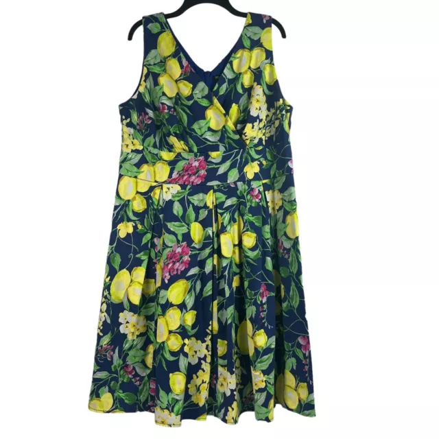 Roz & Ali Womens Midi Floral Dress Mock Wrap Stretch 16 W