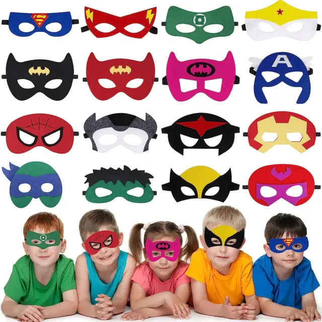 Superheldenmasken Partytasche Füllstoffe für Kinder, 16 Stck. Avengers Filzmasken Kostüme