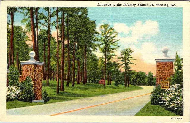 Postcard ROAD SCENE Fort Benning Georgia GA AN0307