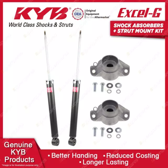 Pair Rear KYB Shock Absorbers + Strut Mount Kit for Audi A4 B8 All Styles 08-15