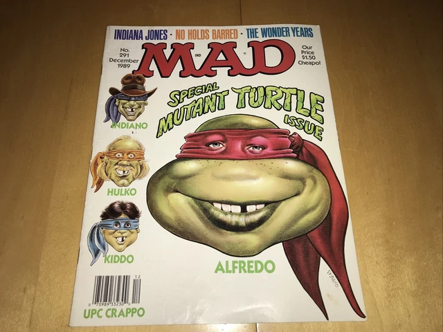 MAD MAGAZINE #291 DECEMBER 1989 Teenage Mutant Ninja Turtles Indiana Jones TNMT