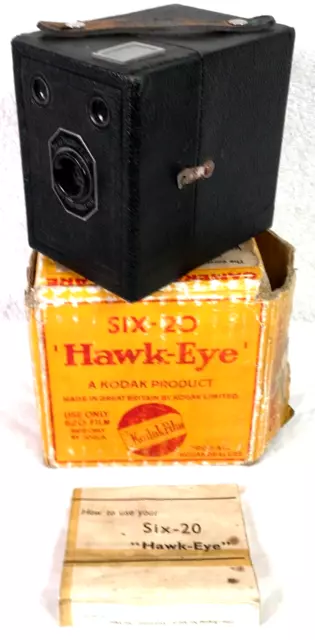 Kodak Six-20 Hawk Eye - Roll Film Box Camera, 1930s Vintage Boxed