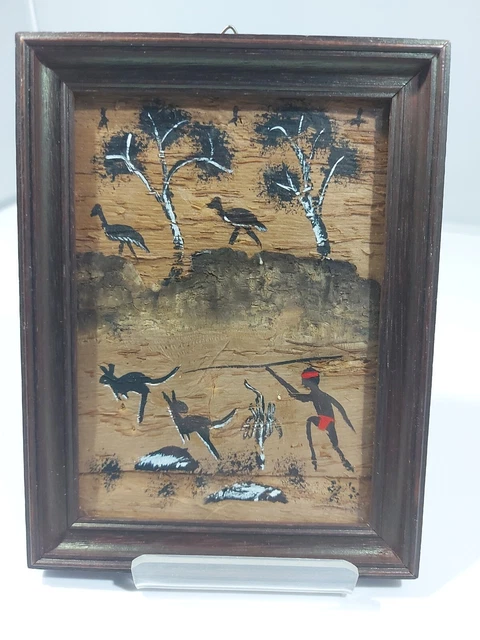 Dipinto vintage corteccia di carta aborigena artista gidty chidt