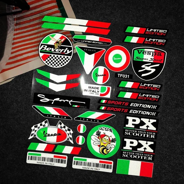 REFLECTIVE MOTORCYCLE STICKERS Italy Flag Bike Helmet Decals for PIAGGIO VESPA £9.60 PicClick UK