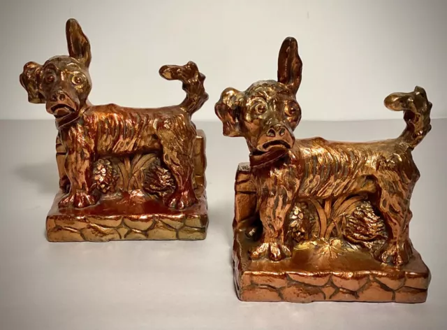 Ronson All Metal Art Wares Brass Bookends 1940's Tipperary Pup Puppy Dog 2