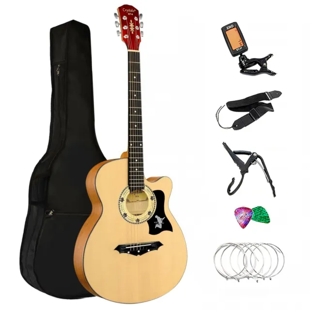 Classic Acoustic Guitar 6 String Pack Boys Girls Music Guitar 4/4 Size 38"