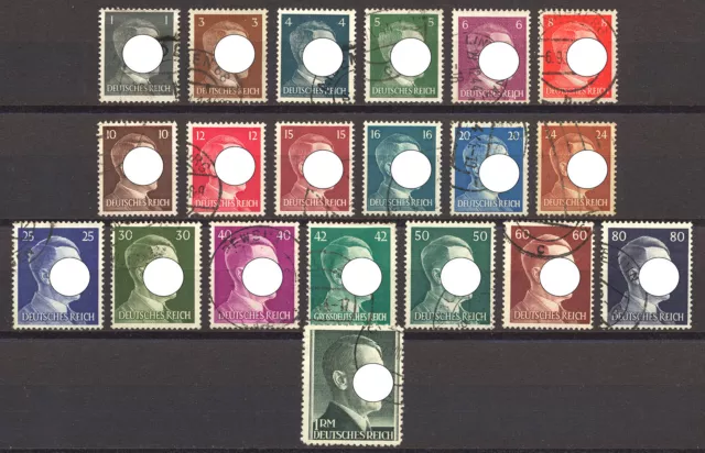 MiNr. 781-799 Deutsches Reich - 20x Adolf Hitler Briefmarken - gestempelt