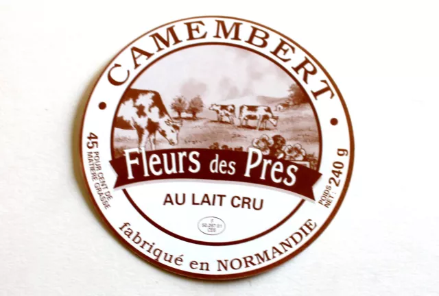 Ancienne Etiquette Boite Fromage, Camembert De Normandie: Fleur Des Pres - Vache