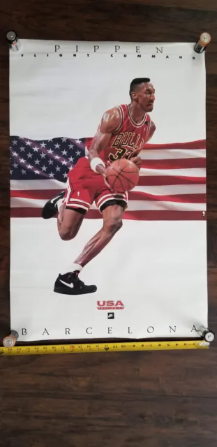 Vintage 1992 USA Olympic Scottie Pippen Barcelona Nike Basketball NBA Poster