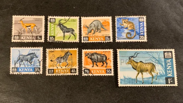 Kenya 1966 & 1969 animals - 8 used stamps Michel No. 20-28