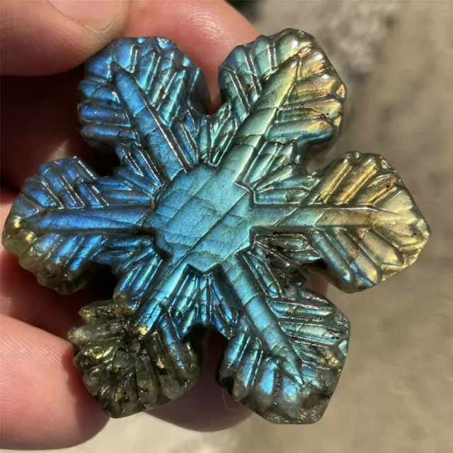 1PC Natural labradorite quartz snowflake hand carved crystal healing