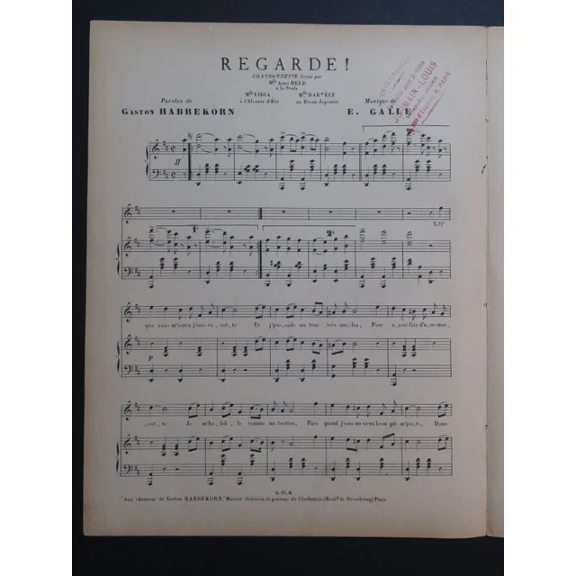 GALLE E. Regarde ! Chant Piano 3
