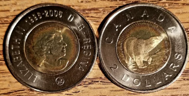 1996 - 2006  Canada 2 Dollars Toonie Polar  Bear  Uncirculated Coin