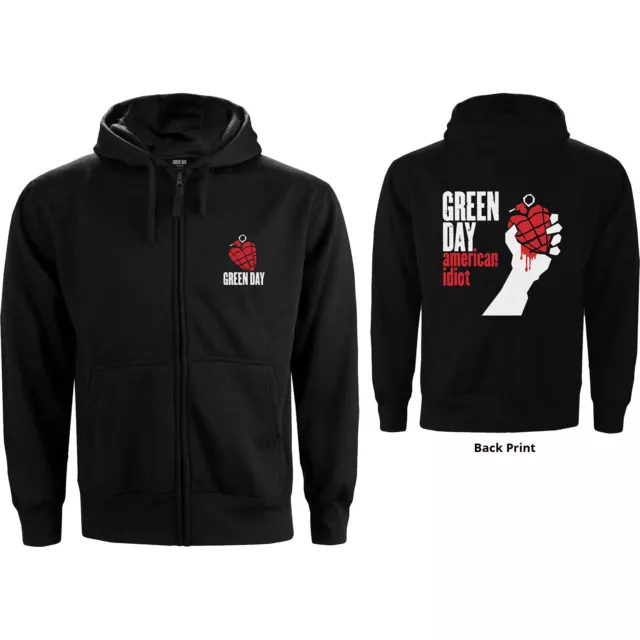 Green Day - Official Unisex  Black Zipped Hoodie: American Idiot