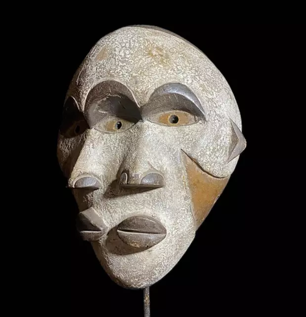 African triple faces mask Lengola tribe of DR Congo Lega mask primitive-8286