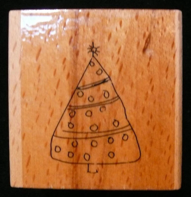 Create & Craft CHRISTMAS TREE Rubber Ink Stamp on Beech Block - Free UK P&P (1)