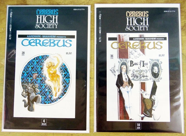 Lot of 2 Cerebus High Society Cerebus Reprints Issues #4,10 Aardvark-Vanaheim NM