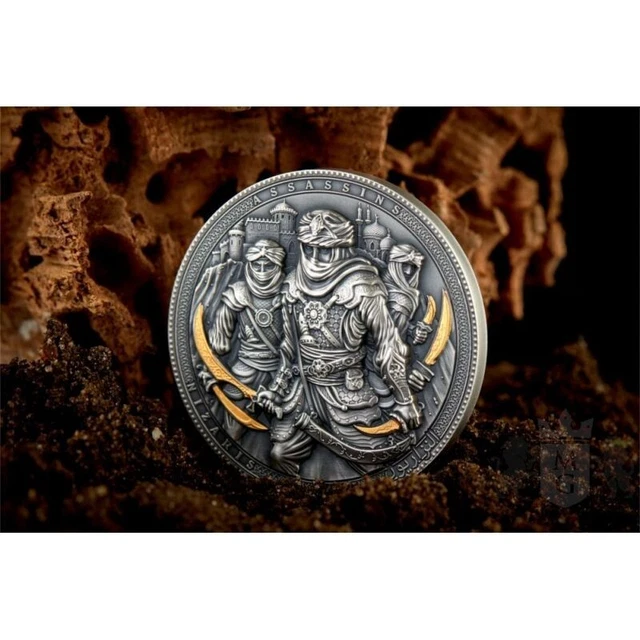 2019 NIZARIS ASSASSINS 2oz Antiqued High Relief Silver Coin $5 Niue