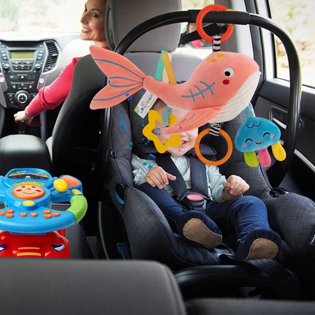 Baby Car Toys Stroller Soft Plush Toy Animal Stuffed Hanging Musical Pull Toy 3