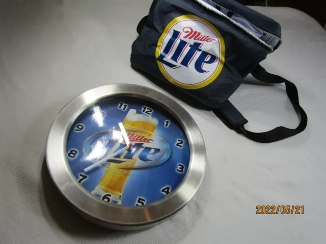 LOT Miller Lite Clock 14" and Soft NFL  Cooler  (A7