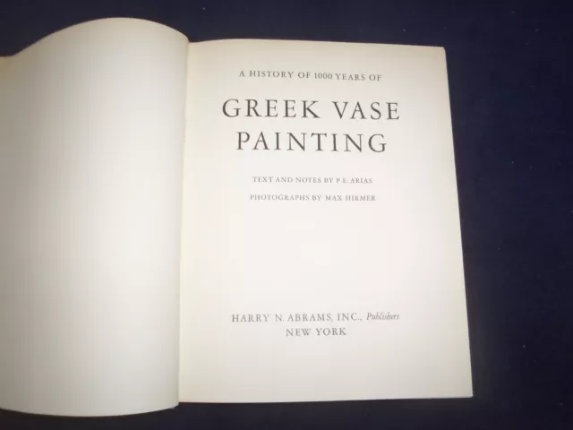 1961 History Of Greek Vase Painting Hardcover Book By Arias & Hirmer - R 1290T 2