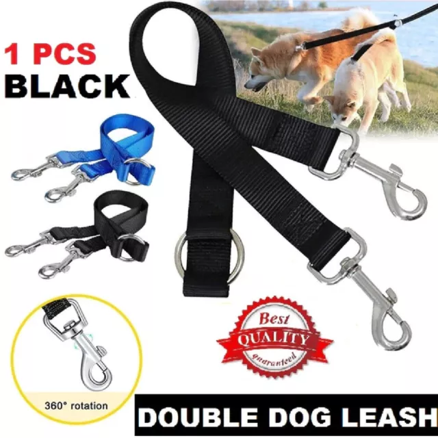 Duplex Double Dog Coupler Twin Dual Lead 2 Way Two Pet Dogs Walking Safety Leash