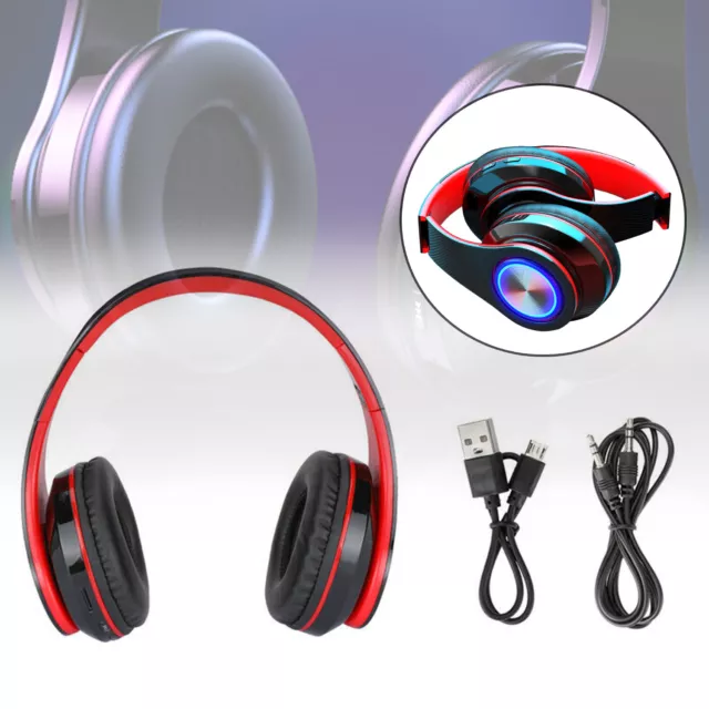 Wireless Bluetooth Headphones Super Bass Foldable Stereo Earphones Headsets Mic 2