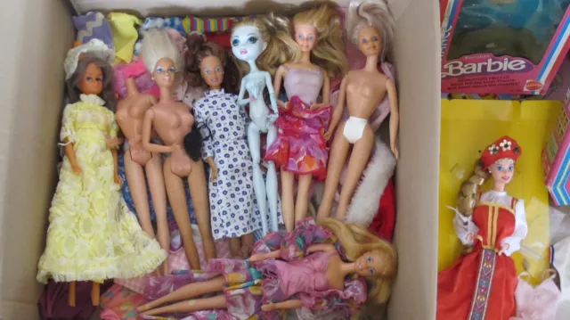 Barbie, Petra u.a. Modepuppen lot Kleidung, Hund, Schachteln zum basteln