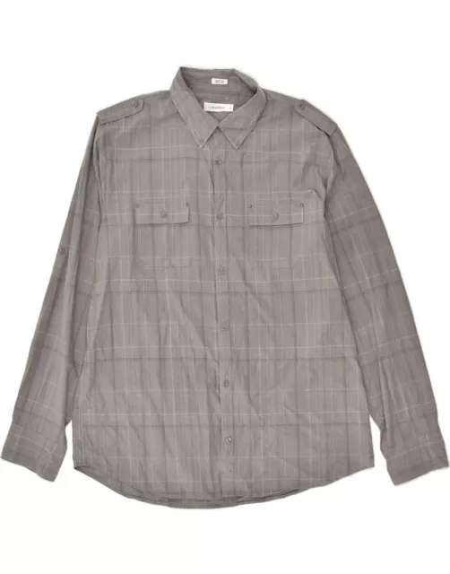 Camisa para hombre CALVIN KLEIN XL gris a cuadros algodón BB10