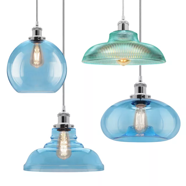 Vintage Glass Globe Ceiling Hanging Pendant Light Shade Coloured Style Lighting