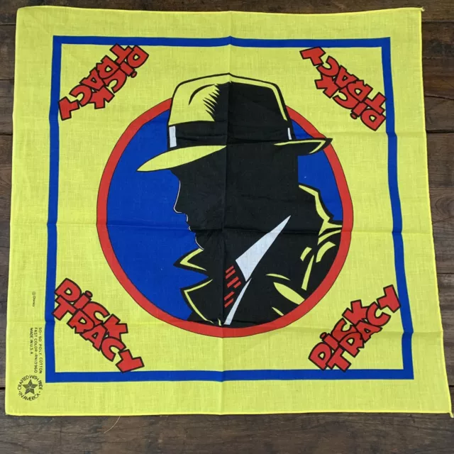 VTG 1990s Disney Fast Color Dick Tracy Movie Yellow Bandana USA