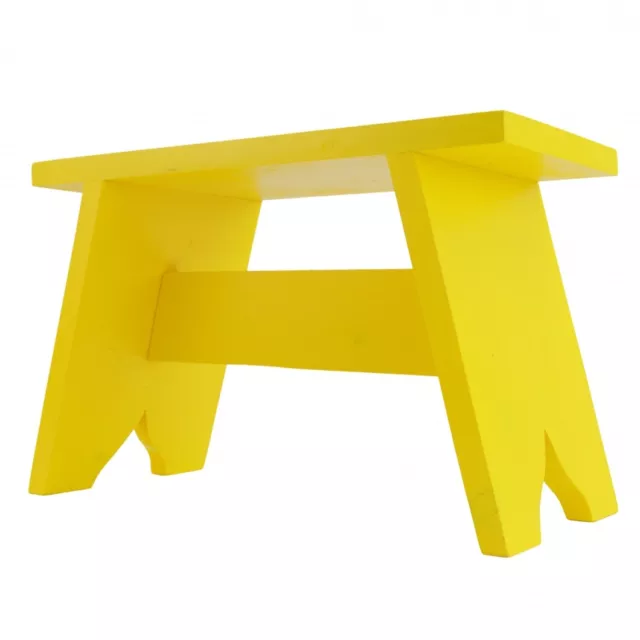 Small Yellow Wooden Stool / Rectangle Seat / Step Stool - Solid Wood