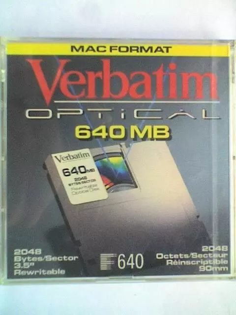 DISCO MAGNÉTICO-ÓPTICO REGRABABLE VERBATIM 3.5" 640Mb - FORMATEADO MAC - SELLADO